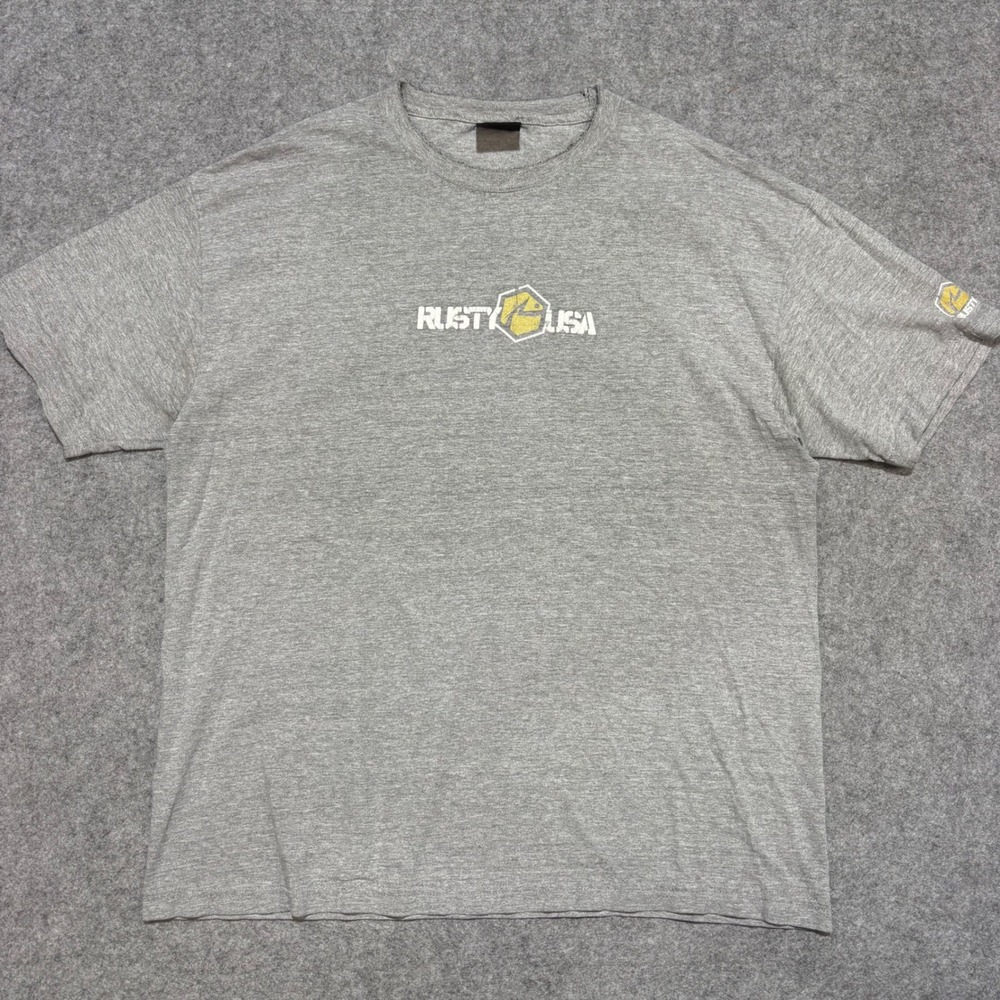 Rusty USA Surf T-Shirt Mens XL Gray Short Sleeve Graphic Skate Tee 0707